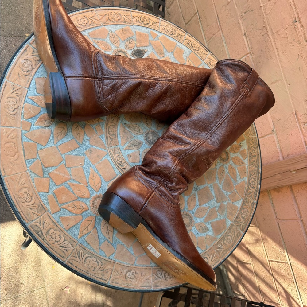 Frye Dorado Whisky soft leather tall  low heel riding boots Sz 7